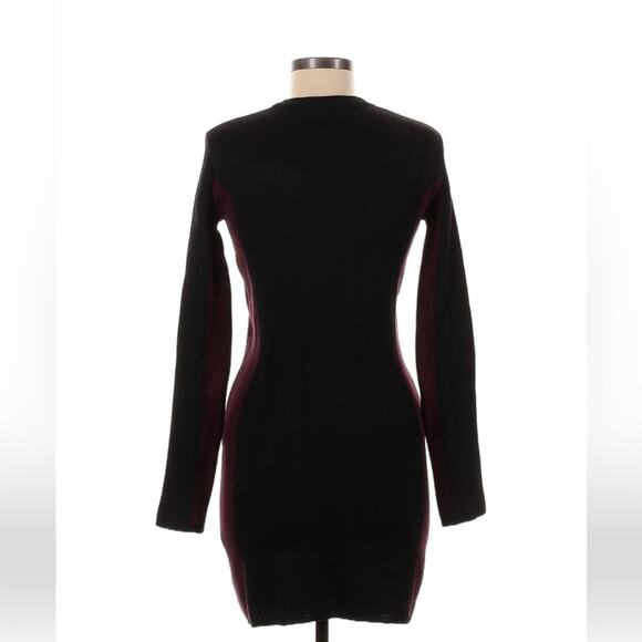 Cycle Wool Italian black maroon racing stripe bodycon sweater dress, size med - Picture 2 of 9
